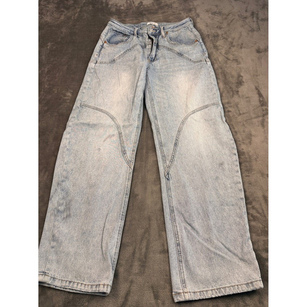 Saige Los Angeles Light Wash Wide Leg Seam Detail Jeans Size 7/28 P8130ML